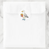Funny Seagull Fries Sneakers Runder Aufkleber (Tasche)