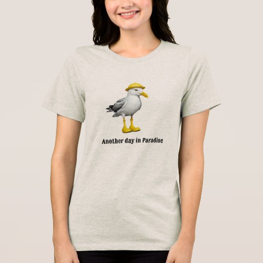 Funny Seagull in Rain Boots - Beach Spaß Tri-Blend Shirt (Vorderseite)