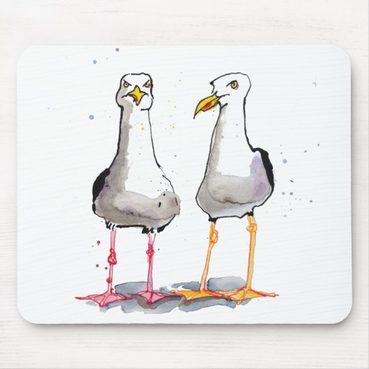 Funny seagull ink zeichnend - comicale Möwen Mousepad (Vorne)