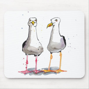 Funny seagull ink zeichnend - Comicseageln Mousepad