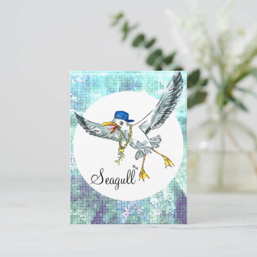 Funny Seagull Postkarte (Stehend Vorderseite)