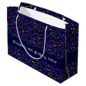 Funny Seamless Muster Abracadabra farbiger Text Große Geschenktüte (Rückseite Schrägansicht)