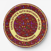 Funny Seamless Muster Abracadabra farbiger Text Pappteller (Vorderseite)