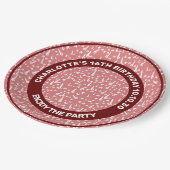 Funny Seamless Muster Abracadabra weiß auf rosa Pappteller (Schrägansicht)