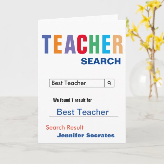 Funny Search Best Teacher Card Karte (Gelbe Blume)