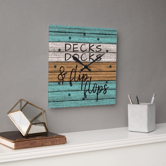 Funny Seaside Zitat Art Quadratische Wanduhr (Büro)