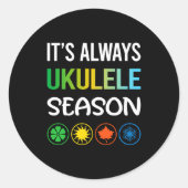 Funny Season Ukulele  Runder Aufkleber (Vorderseite)
