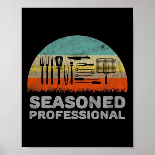 Funny Seasoned Beruflich Barbecue Pub Poster (Vorne)