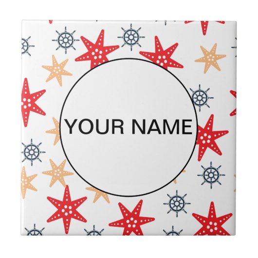 Funny Seastes und Steerwheels Muster Fliese (Vorderseite)