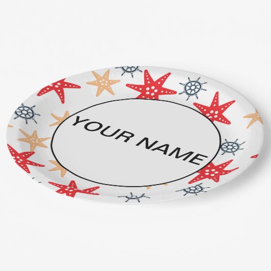 Funny Seastes und Steerwheels Muster Pappteller (Schrägansicht)