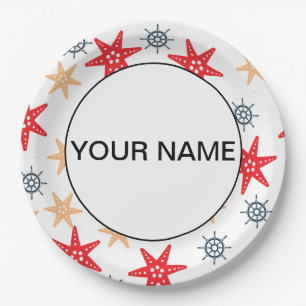 Funny Seastes und Steerwheels Muster Pappteller