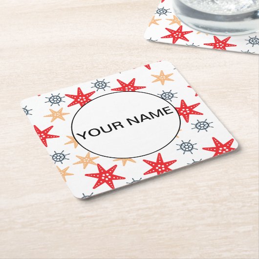 Funny Seastes und Steerwheels Muster Rechteckiger Pappuntersetzer (angewinkelt)