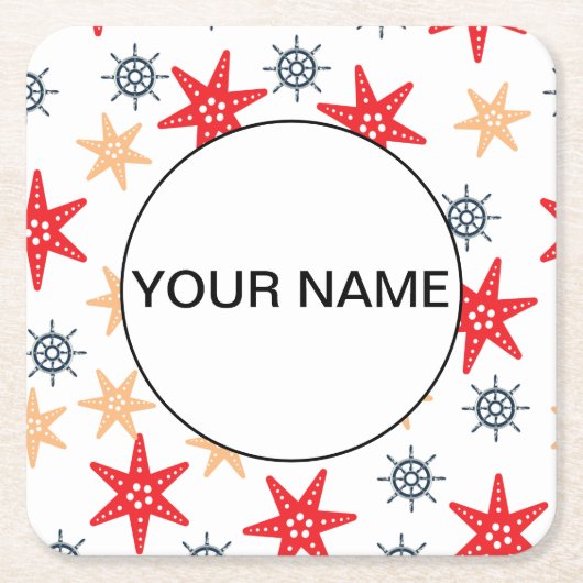 Funny Seastes und Steerwheels Muster Rechteckiger Pappuntersetzer (Vorderseite)