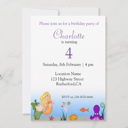 Funny Seaworld Geburtstag Einladung (Vorderseite)