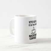 Funny Second Coffee Quote Minimal Line Art Mug Kaffeetasse (Vorderseite Links)