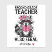 Funny Second Grade Teacher Cute Feral Animal Aufkleber (Blatt)