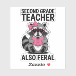 Funny Second Grade Teacher Cute Feral Animal Aufkleber
