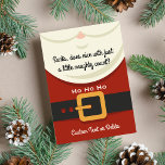 Funny Secret Weihnachtsgeschenk Austausch Party Einladung<br><div class="desc">Eine super lustige Urlaubseinladung, die lautet: "Santa, ist schön mit nur ein wenig unanständig zählen? So oder so sind Ihre Gäste sicher, diese super niedliche Einladung, die einen santa-Anzug und Ihren eigenen Text auf der Vorderseite und Party-Details auf der Rückseite Liebe. Verwenden Sie als geheime santa Geschenkbörse laden oder ändern...</div>