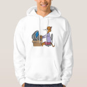 Funny Secretary Cat Cartoon Büro Humor Hoodie (Vorderseite)