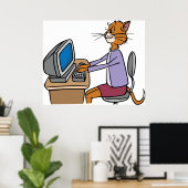 Funny Secretary Cat Cartoon Büro Humor Poster (Heimbüro)