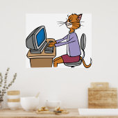 Funny Secretary Cat Cartoon Büro Humor Poster (Küche)