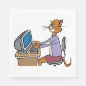 Funny Secretary Cat Cartoon Büro Humor Serviette (Vorderseite)