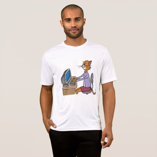Funny Secretary Cat Cartoon Büro Humor T-Shirt (Vorne ganz)