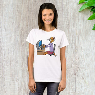 Funny Secretary Cat Cartoon Büro Humor T-Shirt