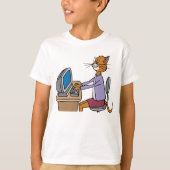 Funny Secretary Cat Cartoon Büro Humor T-Shirt (Vorderseite)