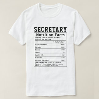 Funny Secretary Nutrition Fakten Mitarbeiter Mitar T-Shirt