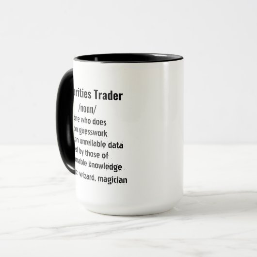 Funny Securities Trader Definition Geschenke für M Tasse (Vorderseite Links)