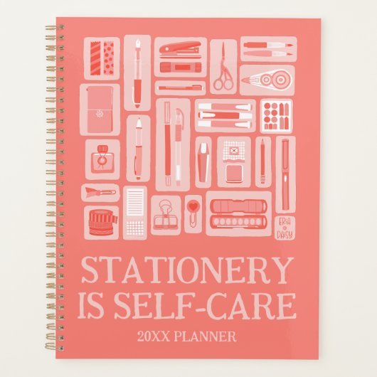 Funny Self-Care Zitat Korallenroter Kunstgegenstän Planer (Vorderseite)