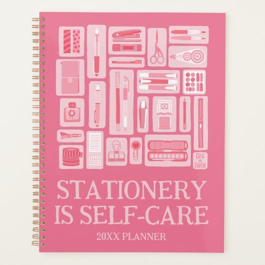Funny Self-Care Zitat Pink Art Supplies Planer (Vorderseite)