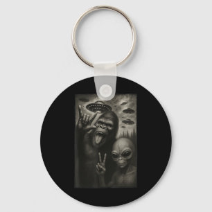 Funny Selfie Bigfoot Alien Sasquatch Rock On Hand Schlüsselanhänger