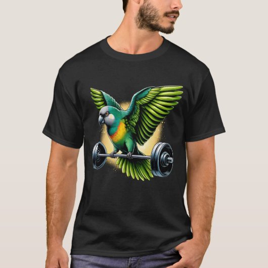 Funny Senegal Parrot Deadlift Weigheben T-Shirt (Vorderseite)