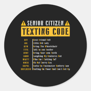 Funny Senior Citizen&# s Gesimst Code Vintag Gif Runder Aufkleber