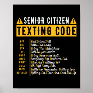 Funny Senior Citizen&#; s Gesimst Code Vintag Gra Poster