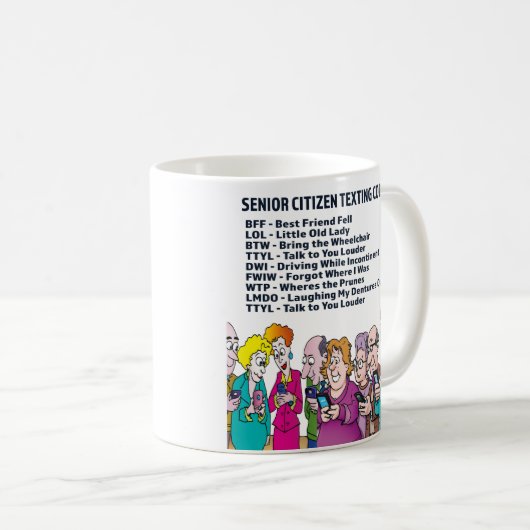 Funny Senior Citizen Sims Code Kaffeetasse (VorderseiteRechts)