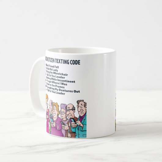 Funny Senior Citizen Sims Code Kaffeetasse (Vorderseite Links)
