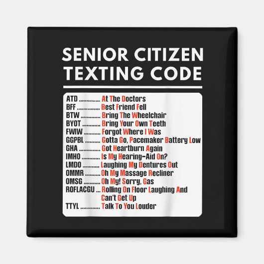 Funny Senior Citizen Sims Code T-Shirt Magnet (Vorne)