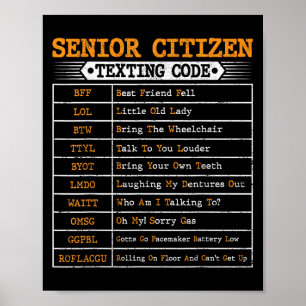 Funny Senior Citizens Simst Code for Old People Poster