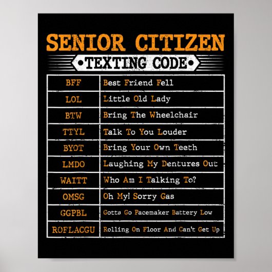 Funny Senior Citizens Simst Code for Old People Poster (Vorne)
