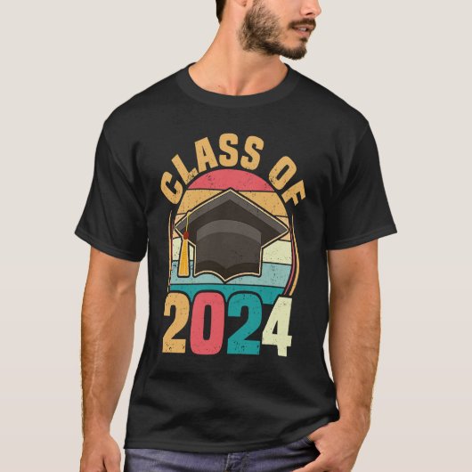 Funny Senior Class Of 2024 Retro Graduation 2024 T-Shirt (Vorderseite)