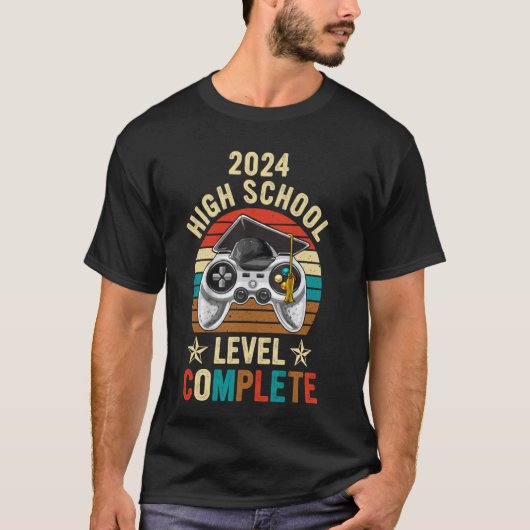 Funny Senior Gamer 2024 High School Level Complete T-Shirt (Vorderseite)