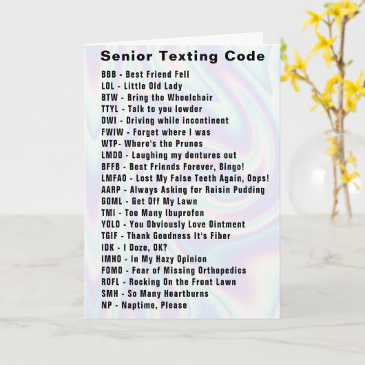 Funny Senior Sims Code Karte (Gelbe Blume)