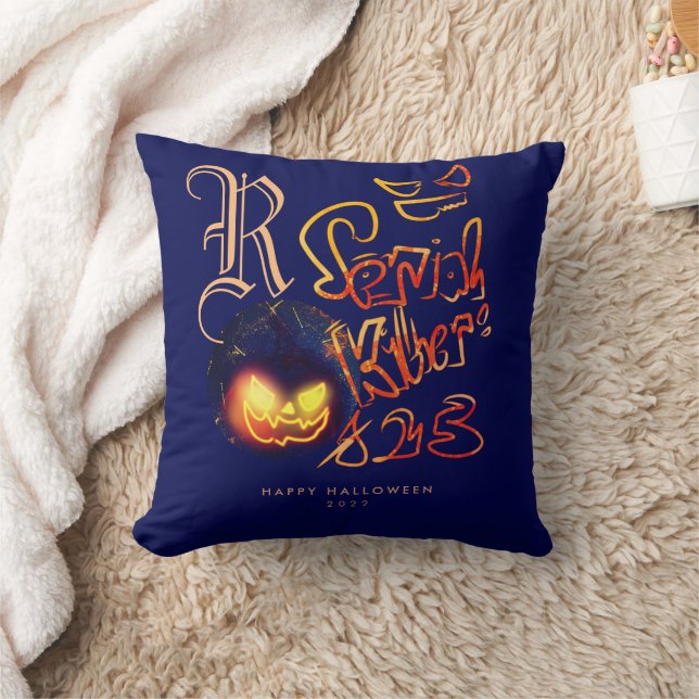Funny Serial Killer Typografie Spooky Pumbkin Kissen (Decke)