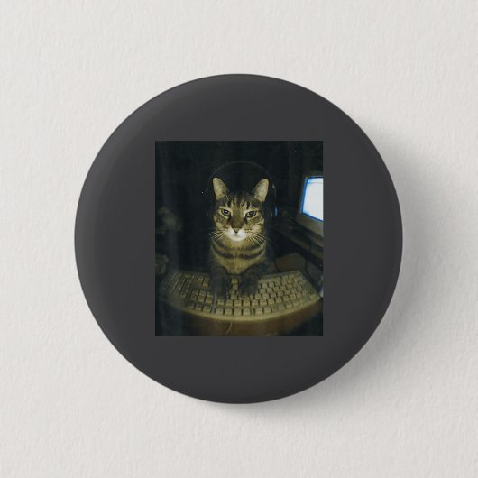 Funny Serious Gamer Cat Lovers Stud Kitty Cat Meme Button (Vorderseite)