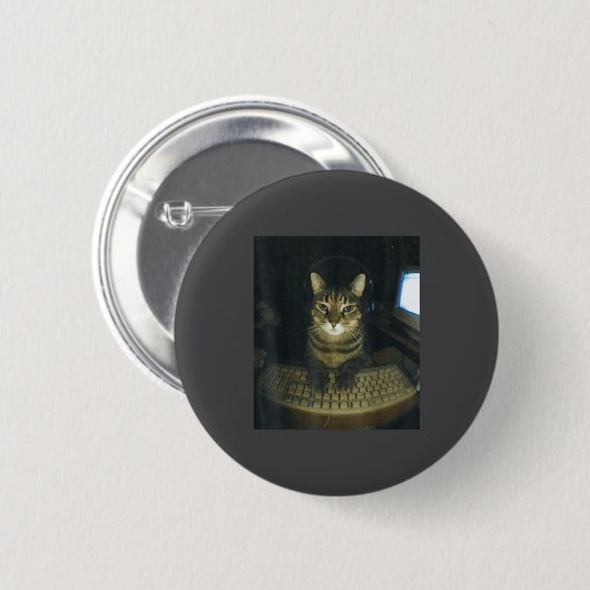 Funny Serious Gamer Cat Lovers Stud Kitty Cat Meme Button (Vorne & Hinten)