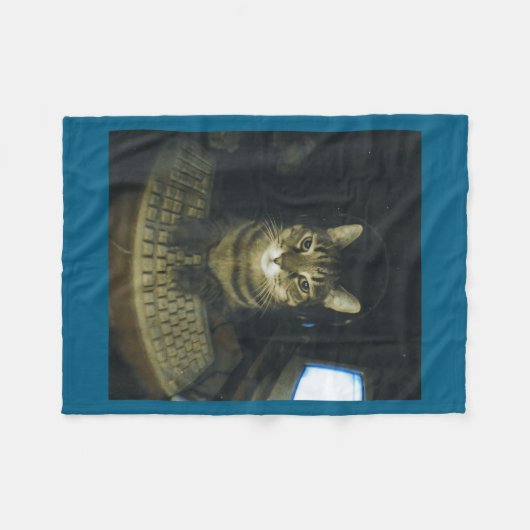 Funny Serious Gamer Cat Lovers Stud Kitty Cat Meme Fleecedecke (Vorderseite (Horizontal))