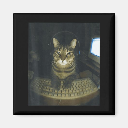 Funny Serious Gamer Cat Lovers Stud Kitty Cat Meme Magnet (Vorne)